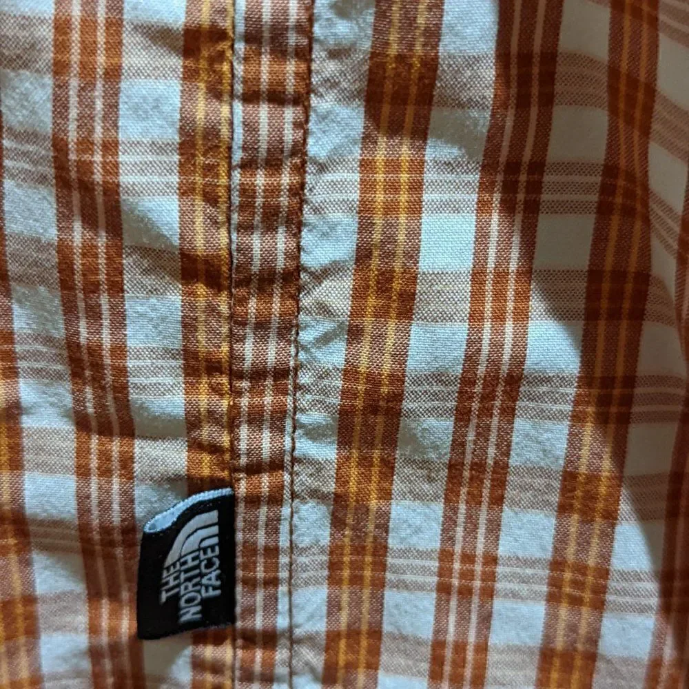 THE NORTH FACE orange plaid short sleeve‎